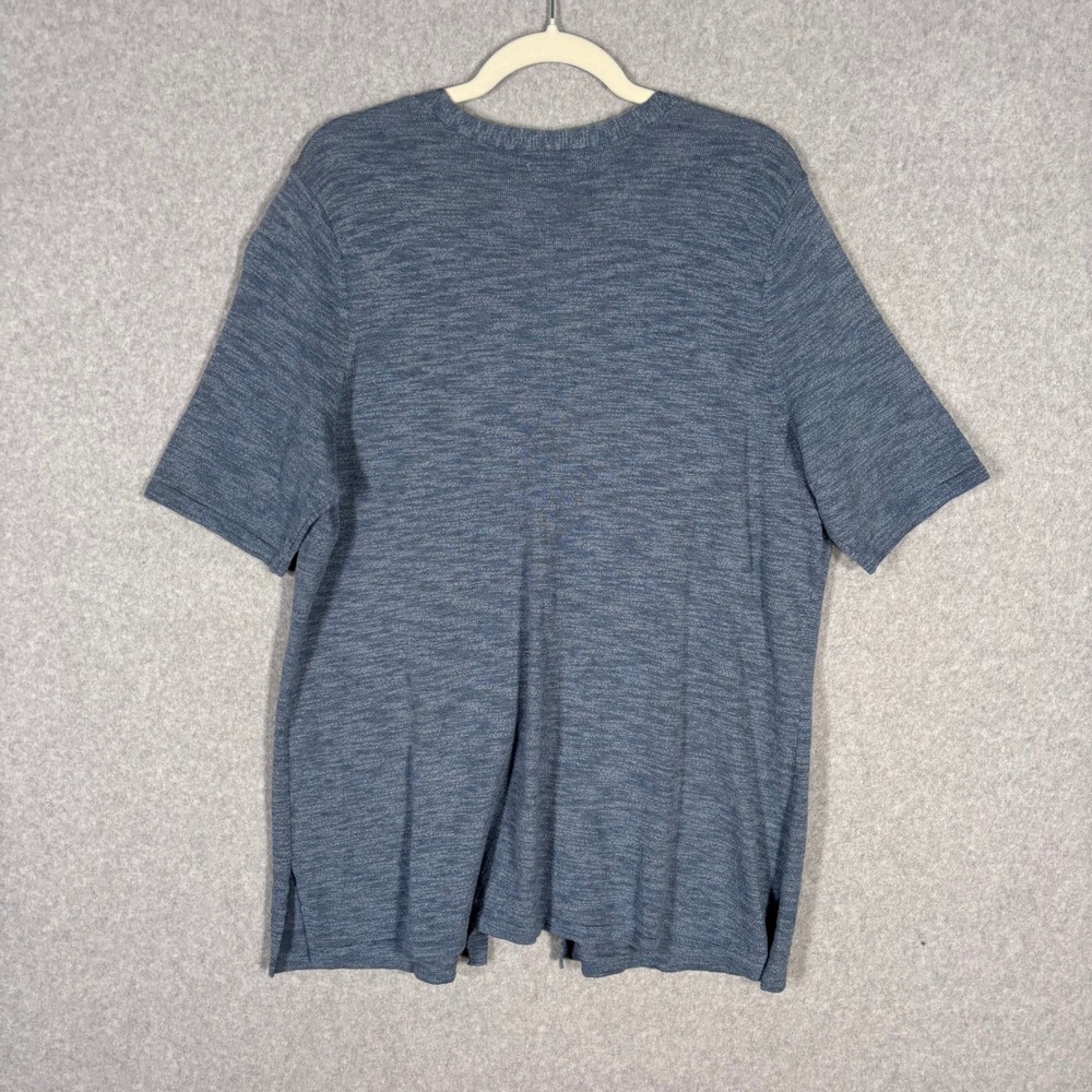 Croft Barrow Cardigan Sweater Large Blue Gray Button Thin Tunic Cotton Coastal - Picture 7 of 11